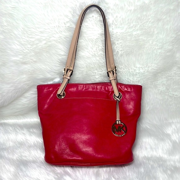 Michael Kors Handbags - Michael Kors Red and Tan Leather Purse